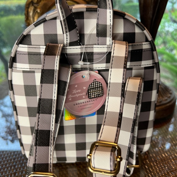 New Love Backpack Black & White Check Rhinestone & Studs main image 4